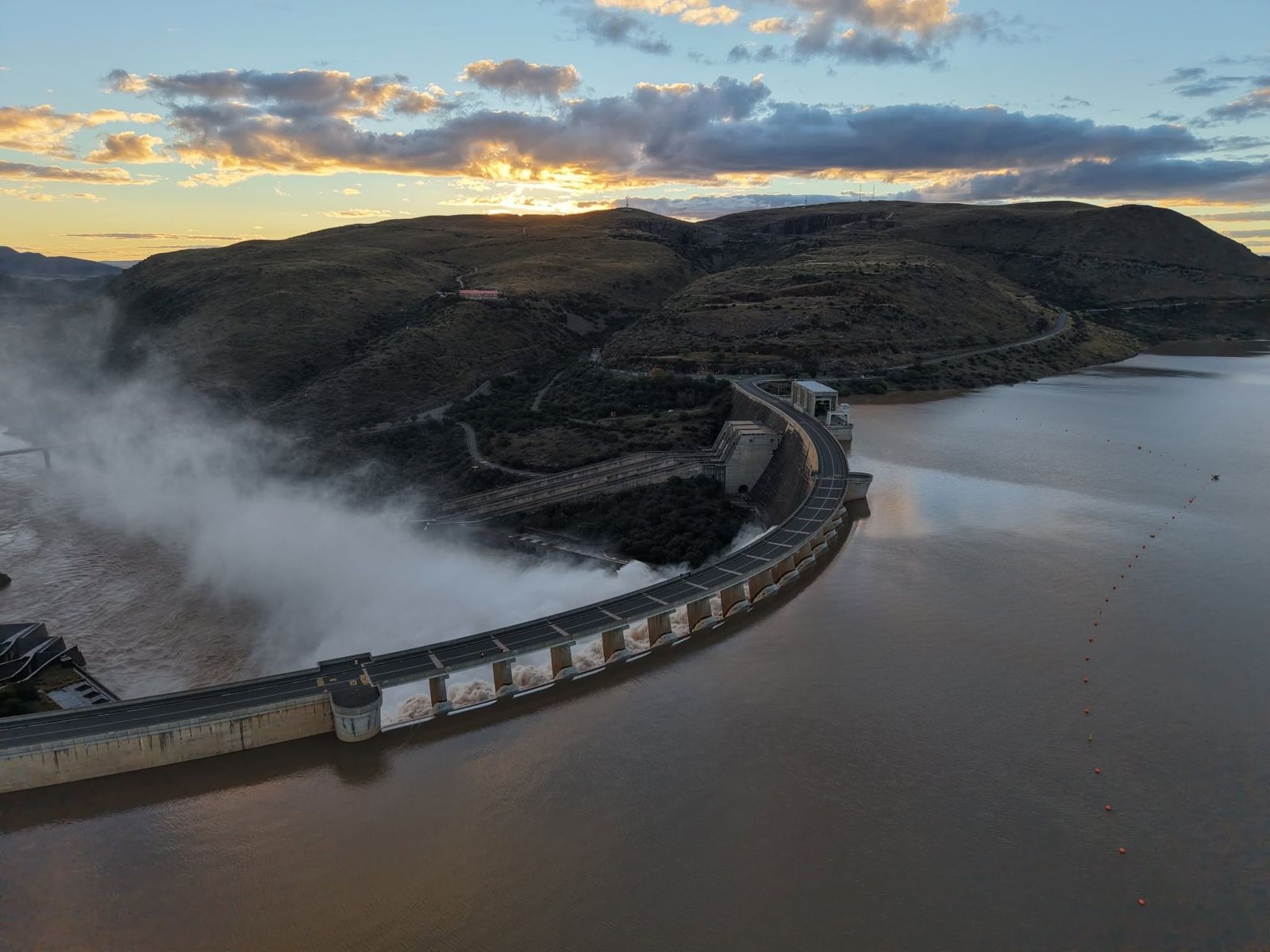 Gariep Dam wall at sunset